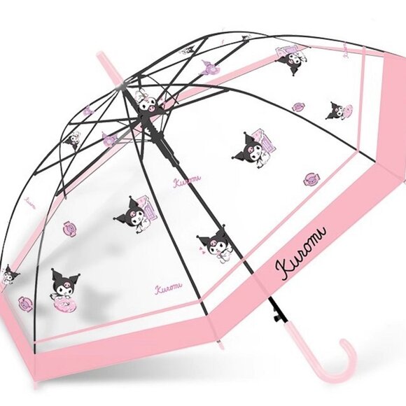 Sanrio Kuromi Semi-Auto Transparent Cute Fashionable Dome Vinyl Umbrella - Picture 3 of 8